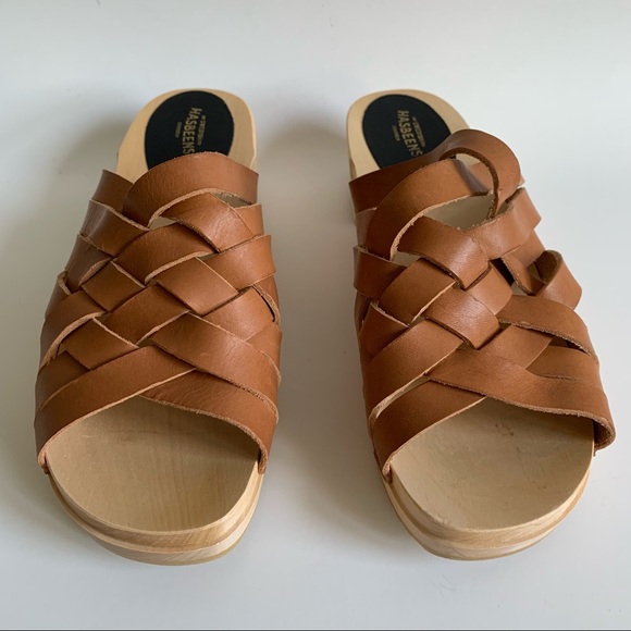 Swedish Hasbeens Britta Woven Leather upper Clog sandals - Picture 3 of 15